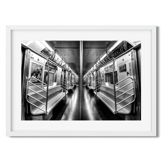 Black and white fine art print of Subway N train Brooklyn New York