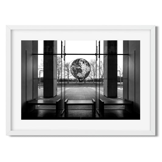 Black and white fine art print of Queens Museum New York