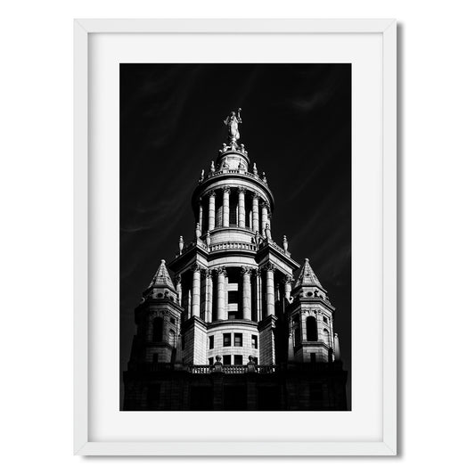 Black and white fine art print of Manhattan Borough President's Office New York City