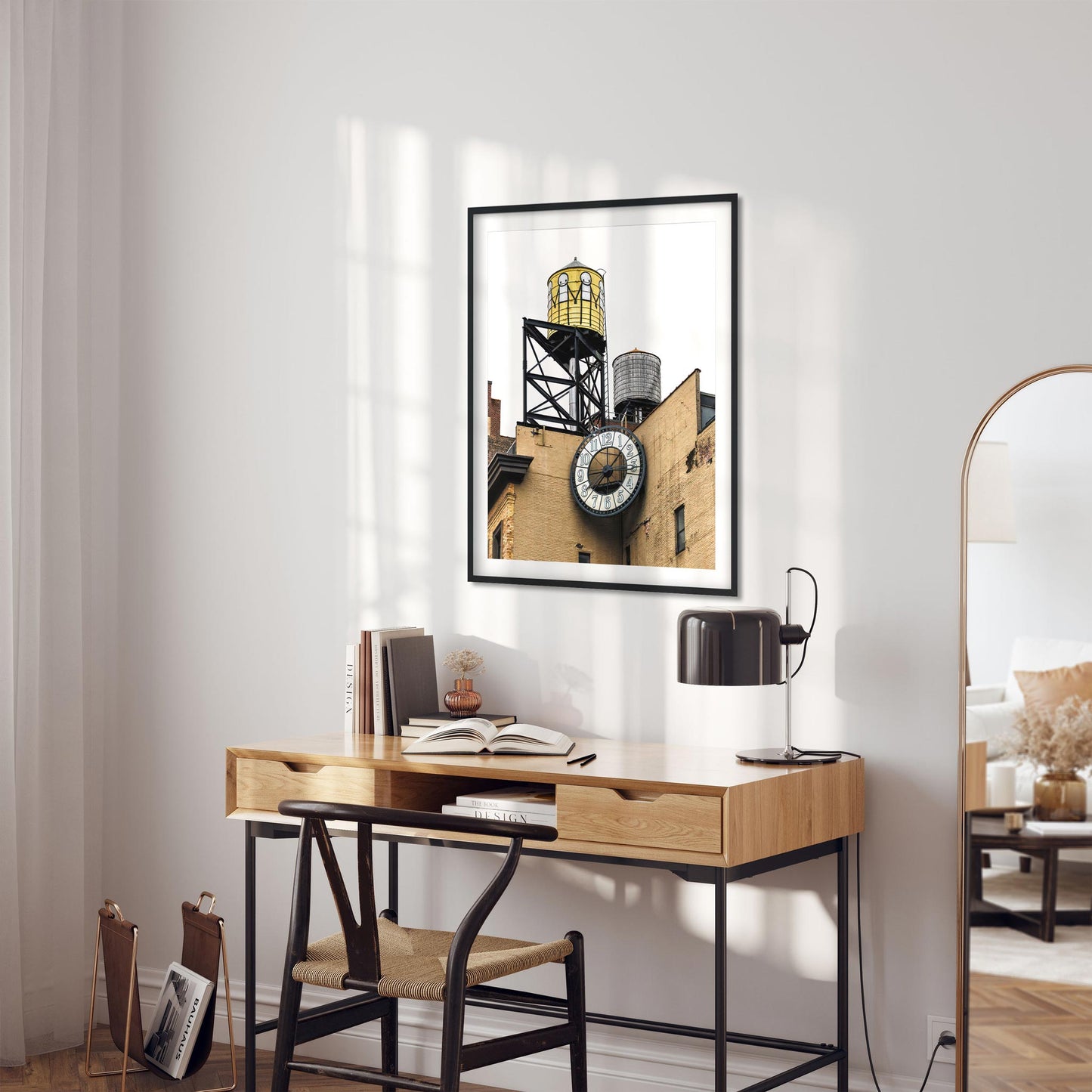Fine art print of Water Tower Painted by STIK with Clock in East Village New York City