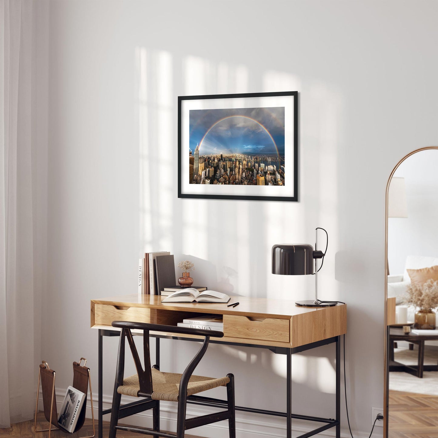 Fine art print of Double rainbow shines over Midtown Manhattan and Long Island City