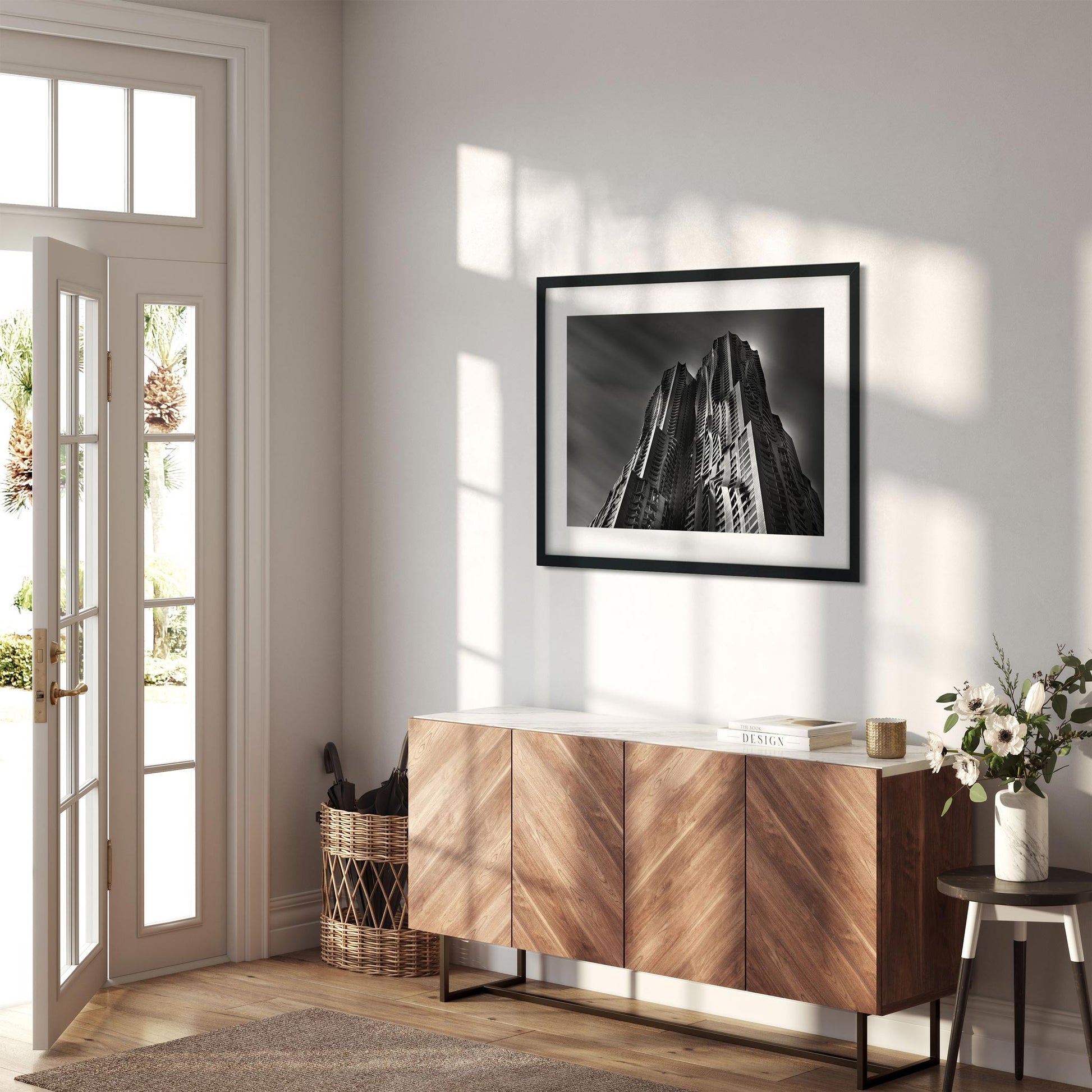 Black and white fine art print of New York by Gehry Lower Manhattan New York City