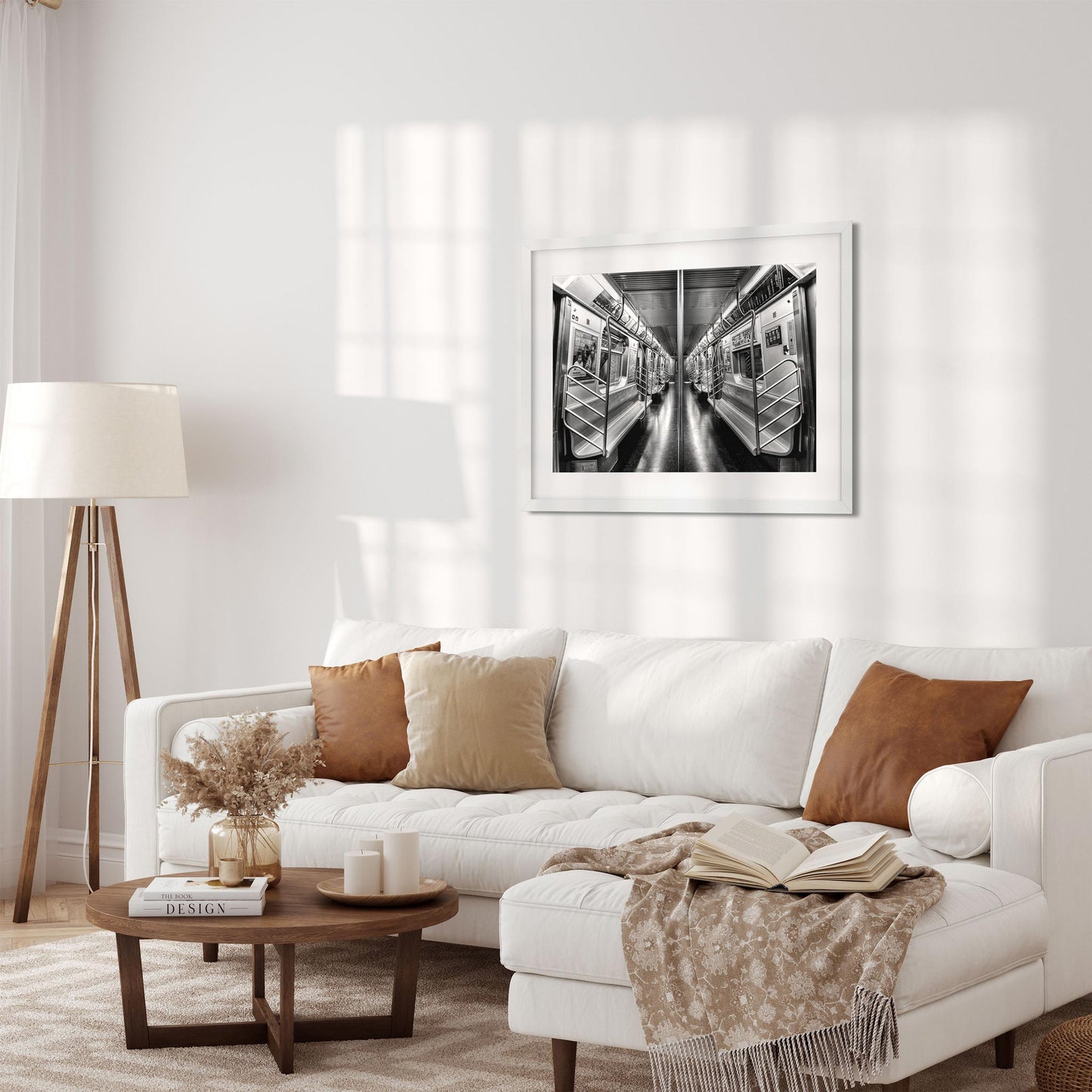 Black and white fine art print of Subway N train Brooklyn New York
