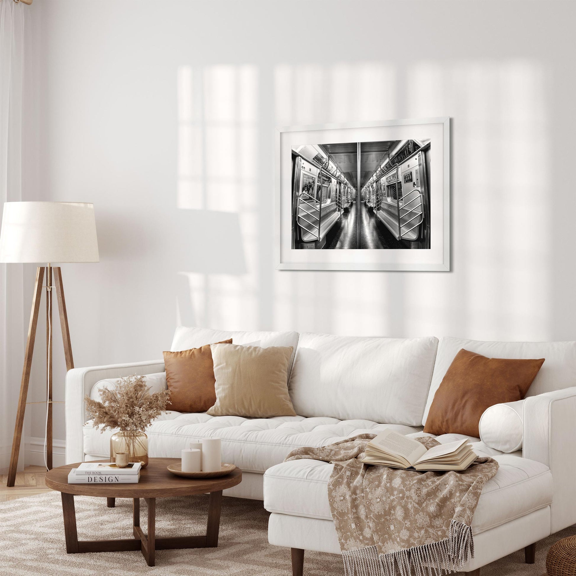 Black and white fine art print of Subway N train Brooklyn New York