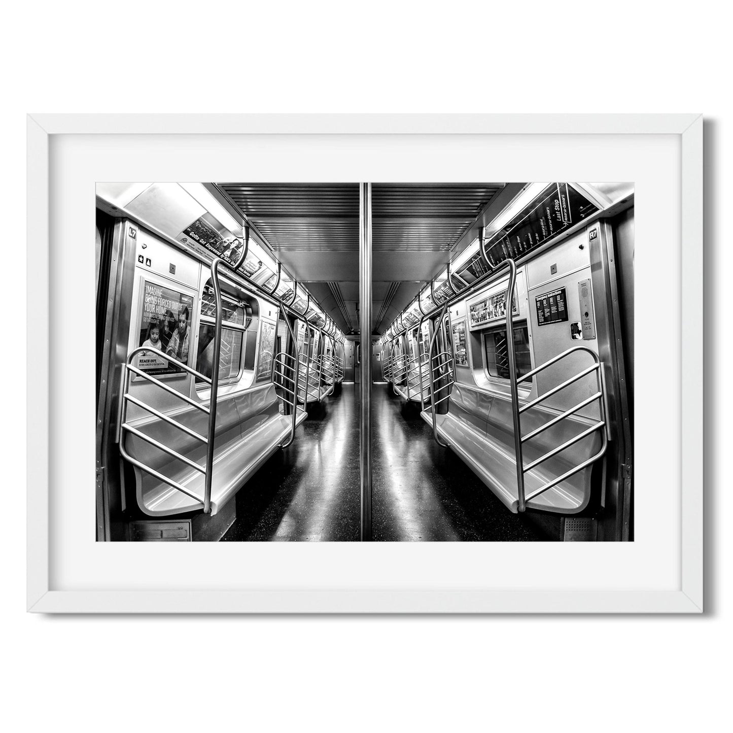 Black and white fine art print of Subway N train Brooklyn New York