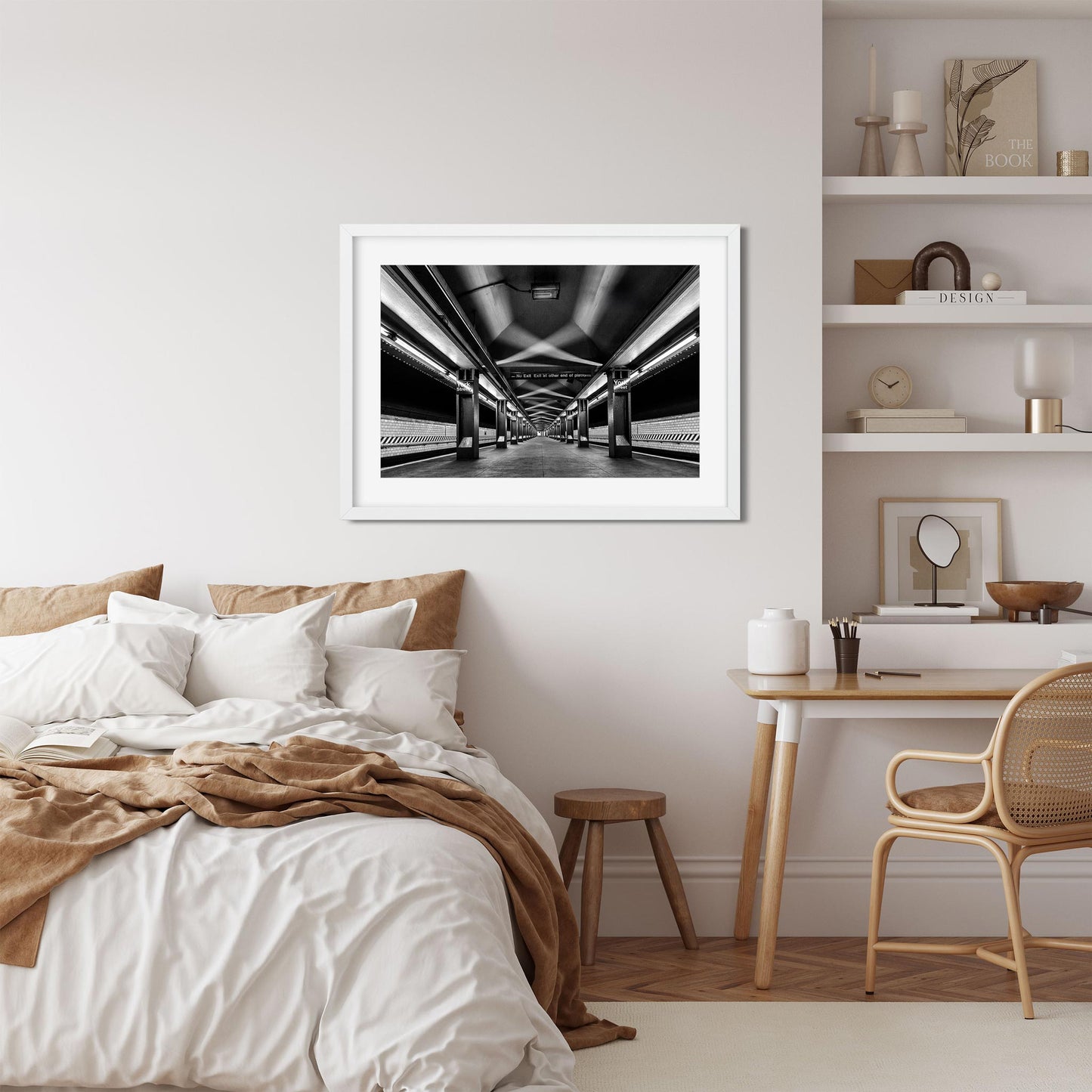 Black and white fine art print of York Street Subway Brooklyn New York