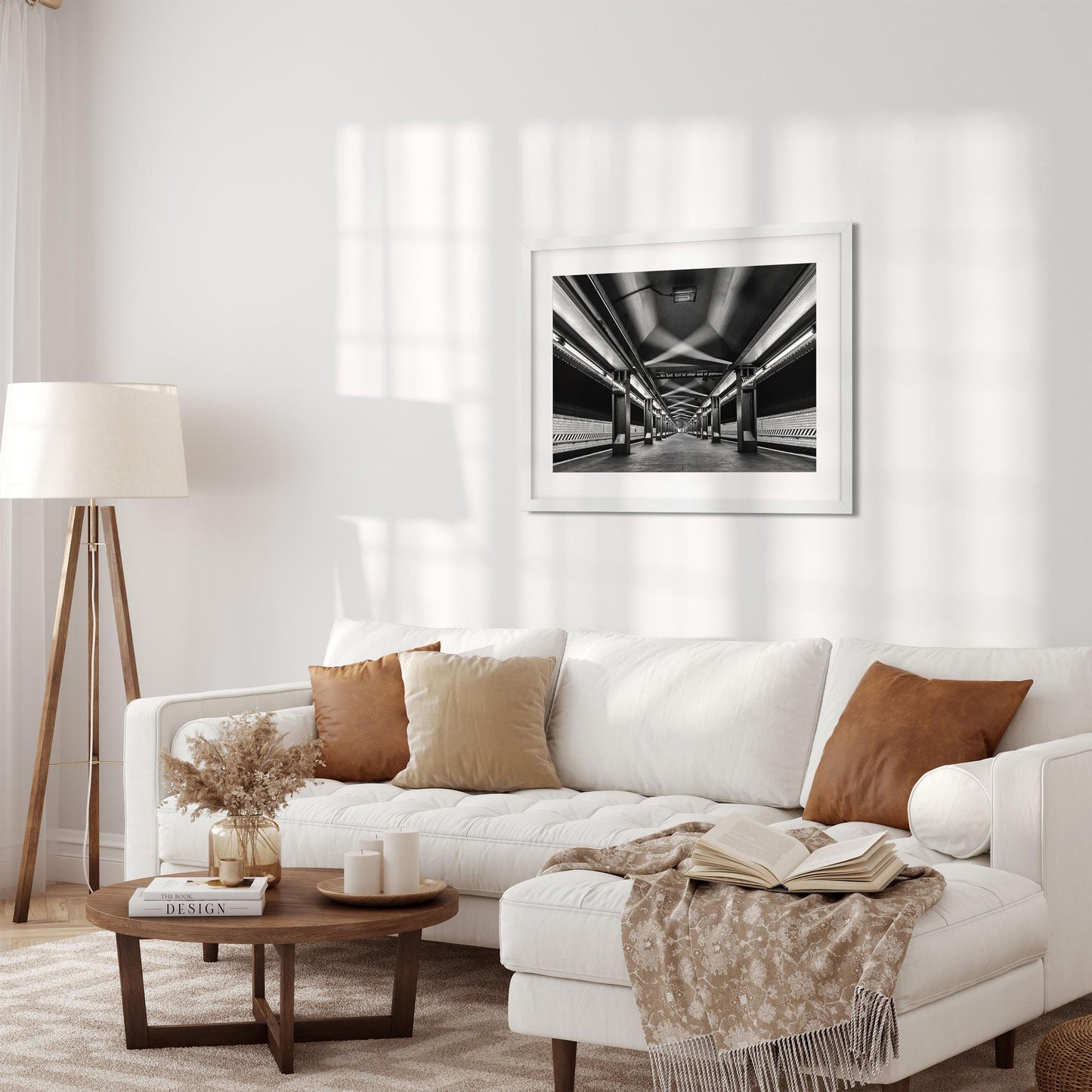 Black and white fine art print of York Street Subway Brooklyn New York