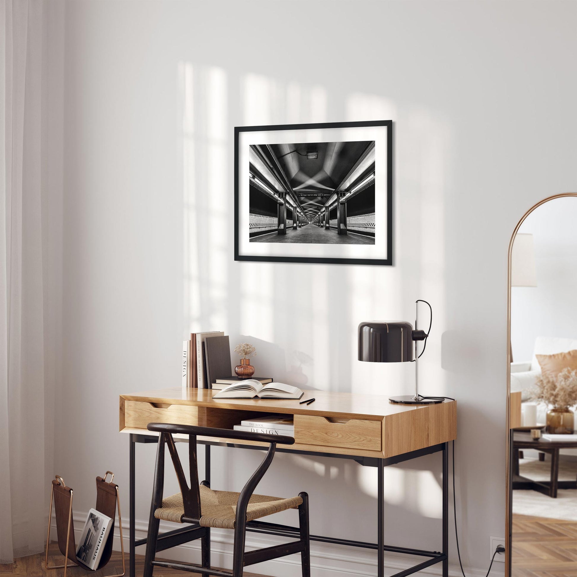 Black and white fine art print of York Street Subway Brooklyn New York