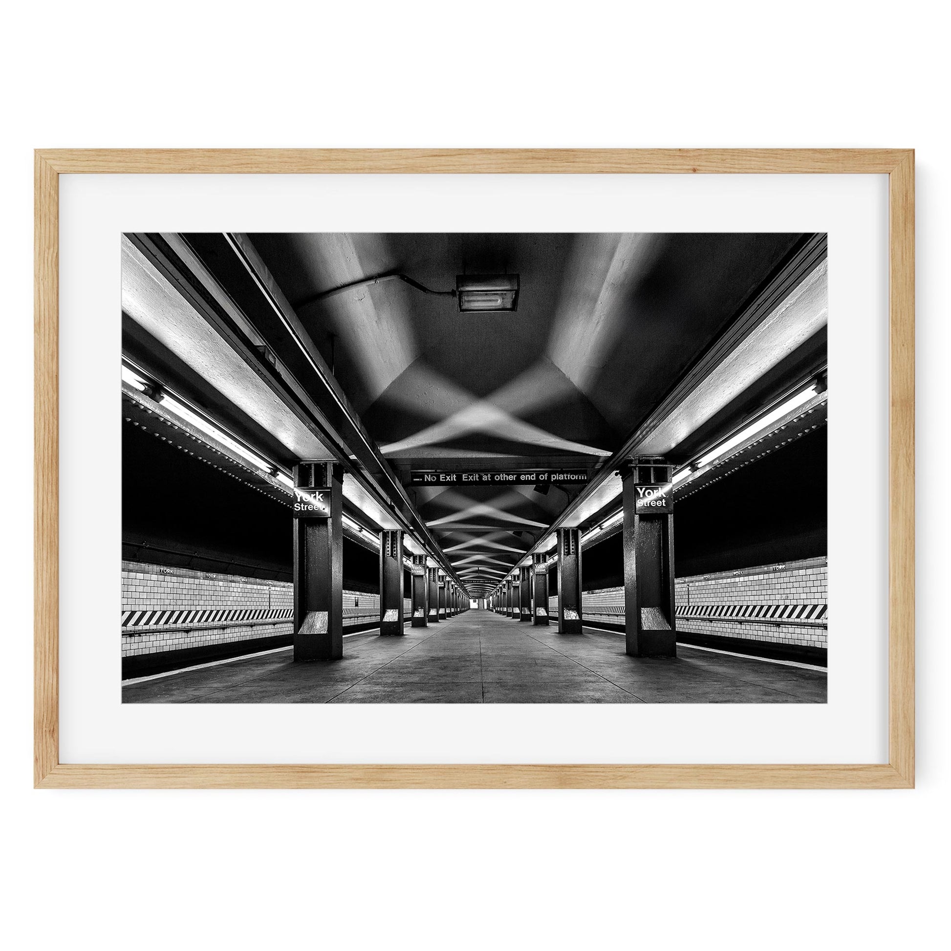 Black and white fine art print of York Street Subway Brooklyn New York