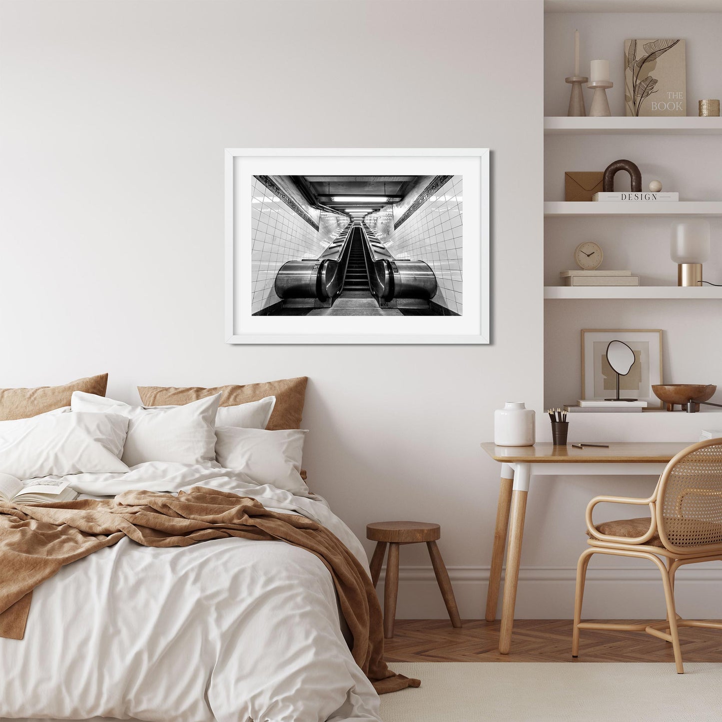 Black and white fine art print of Whitehall Street Subway Lower Manhattan New York City