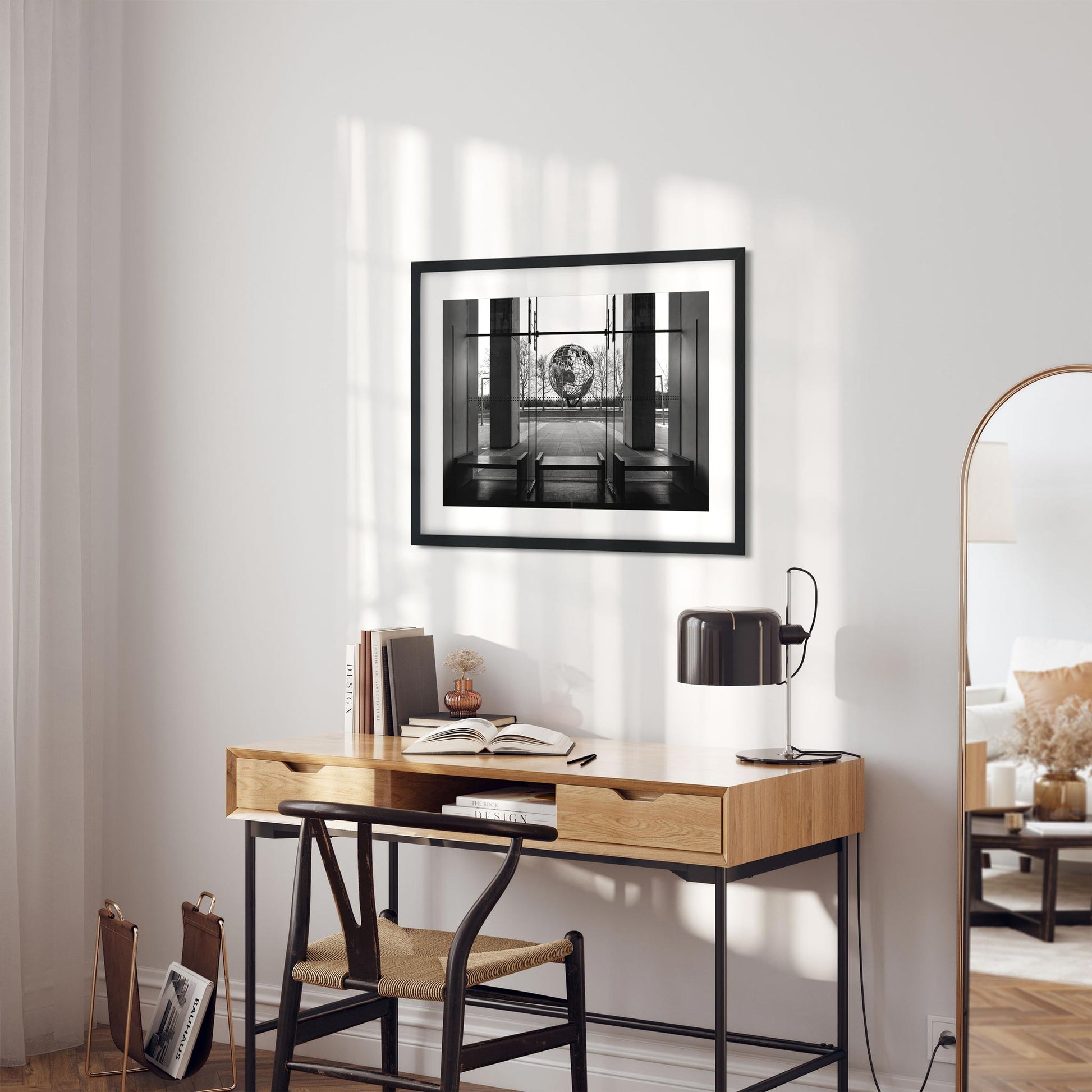 Black and white fine art print of Queens Museum New York 