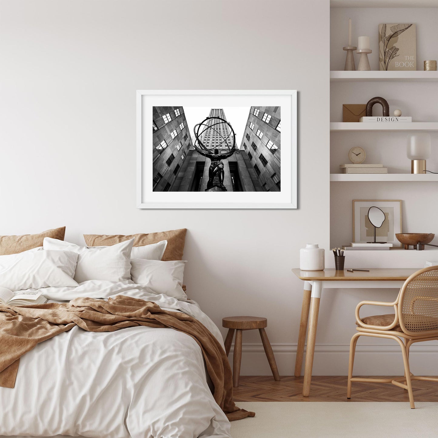 Black and white fine art print of Rockefeller Center New York City