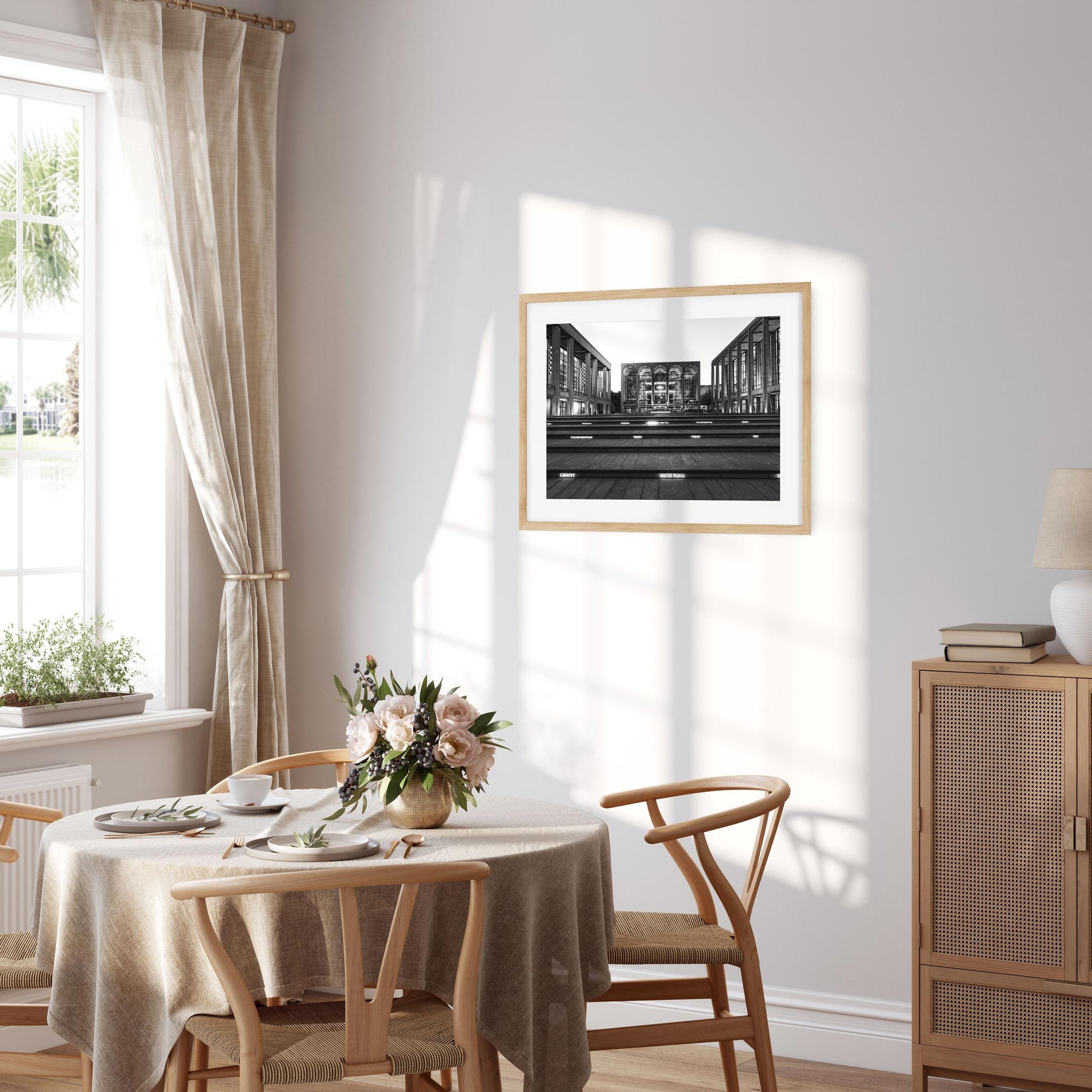 Black and white fine art print of Lincoln Center New York City