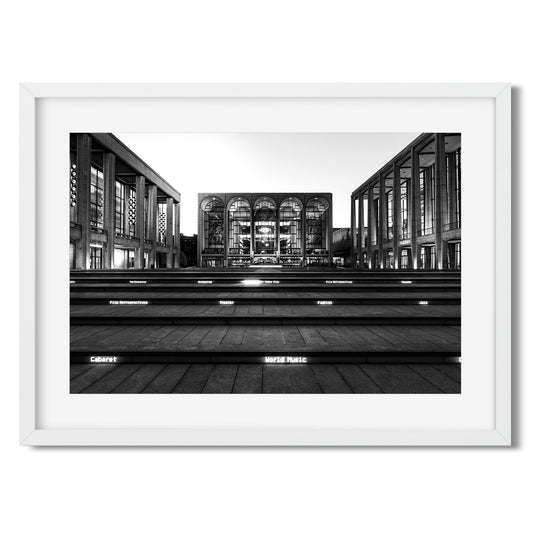 Black and white fine art print of Lincoln Center New York City