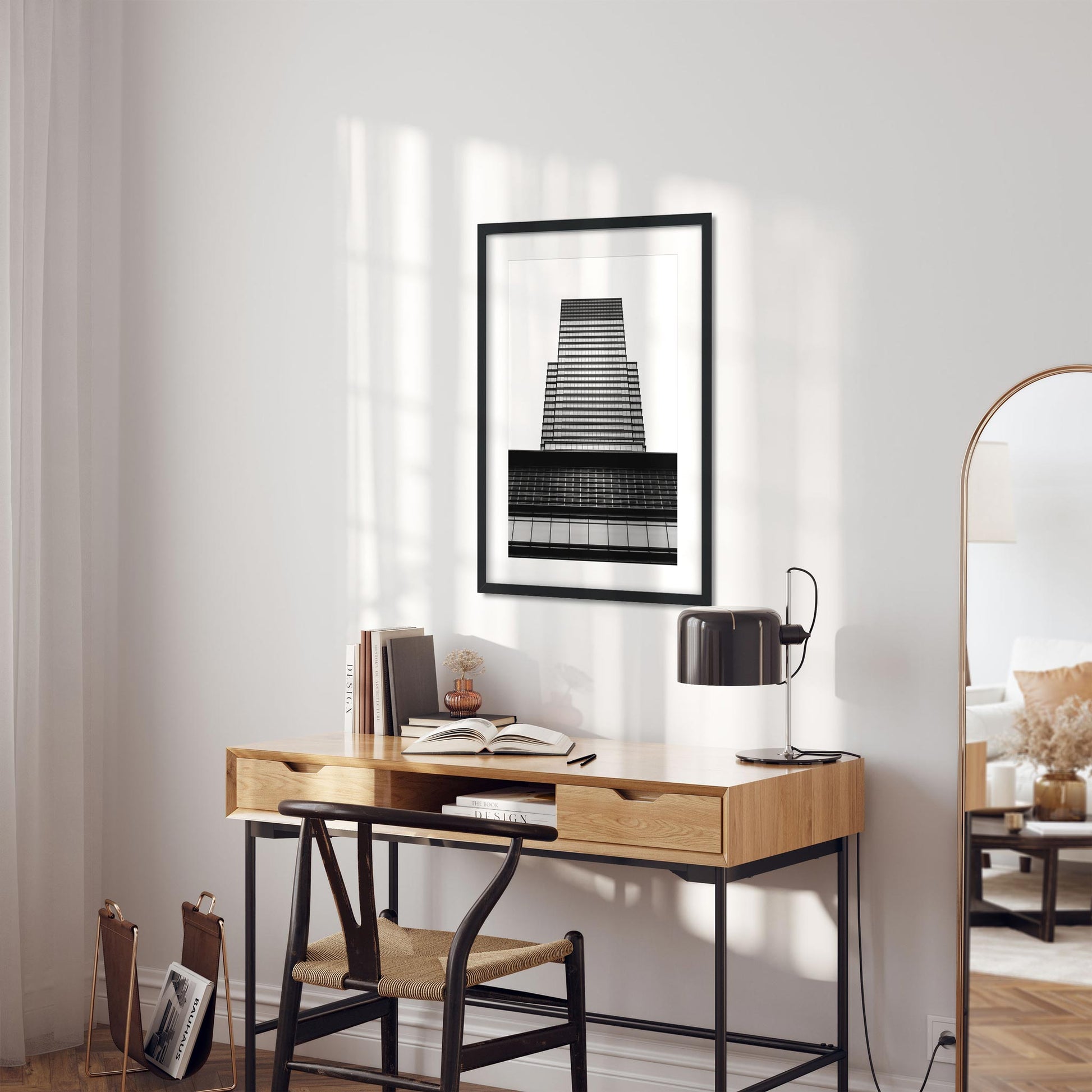 Black and white fine art print of Bloomberg Lexington Ave Midtown East NYC