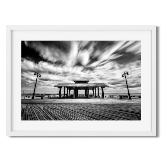 Black and white fine art print of Coney Island Boardwalk, Brooklyn New York 