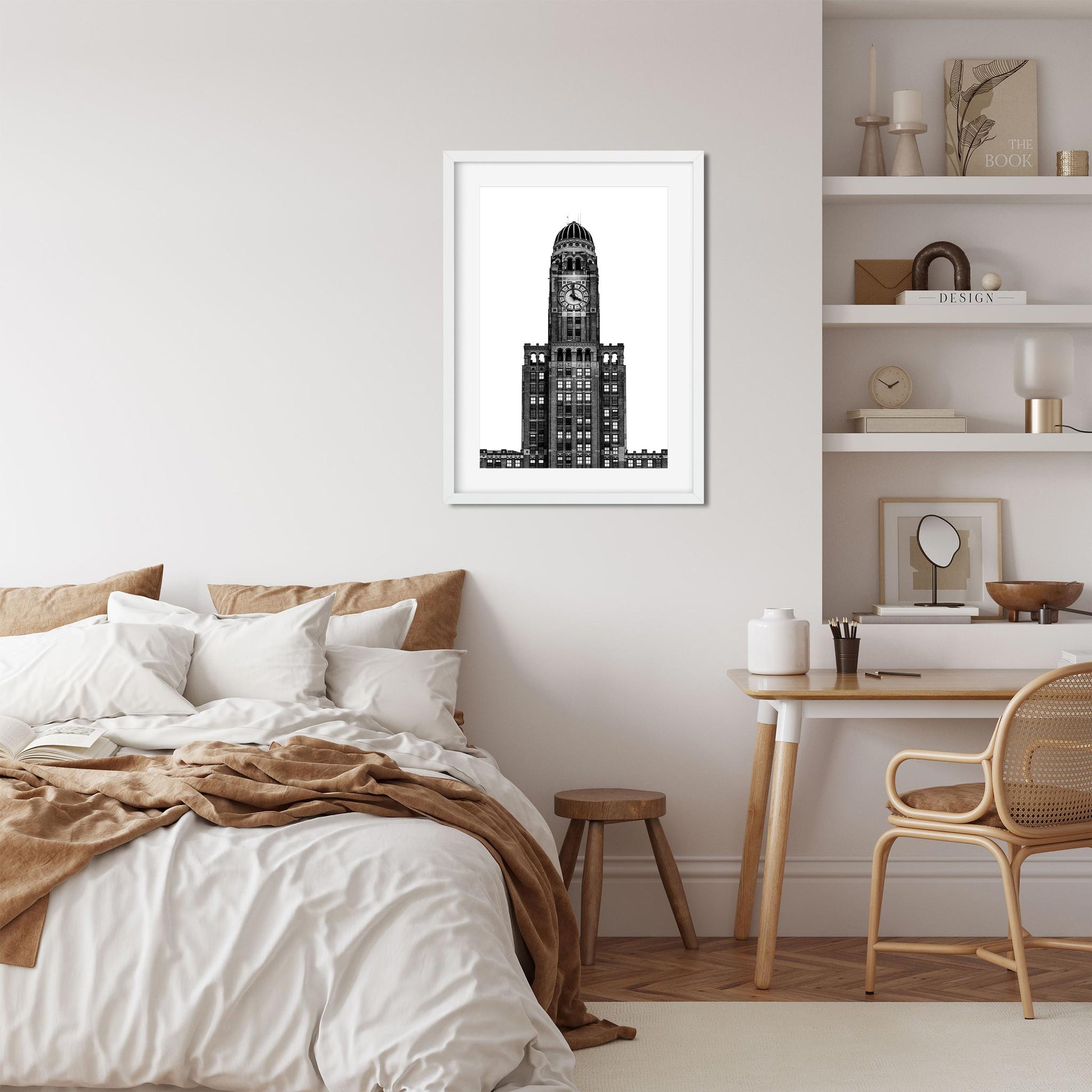 Black and white fine art print of The Williamsburgh Savings Bank Tower Brooklyn New York
