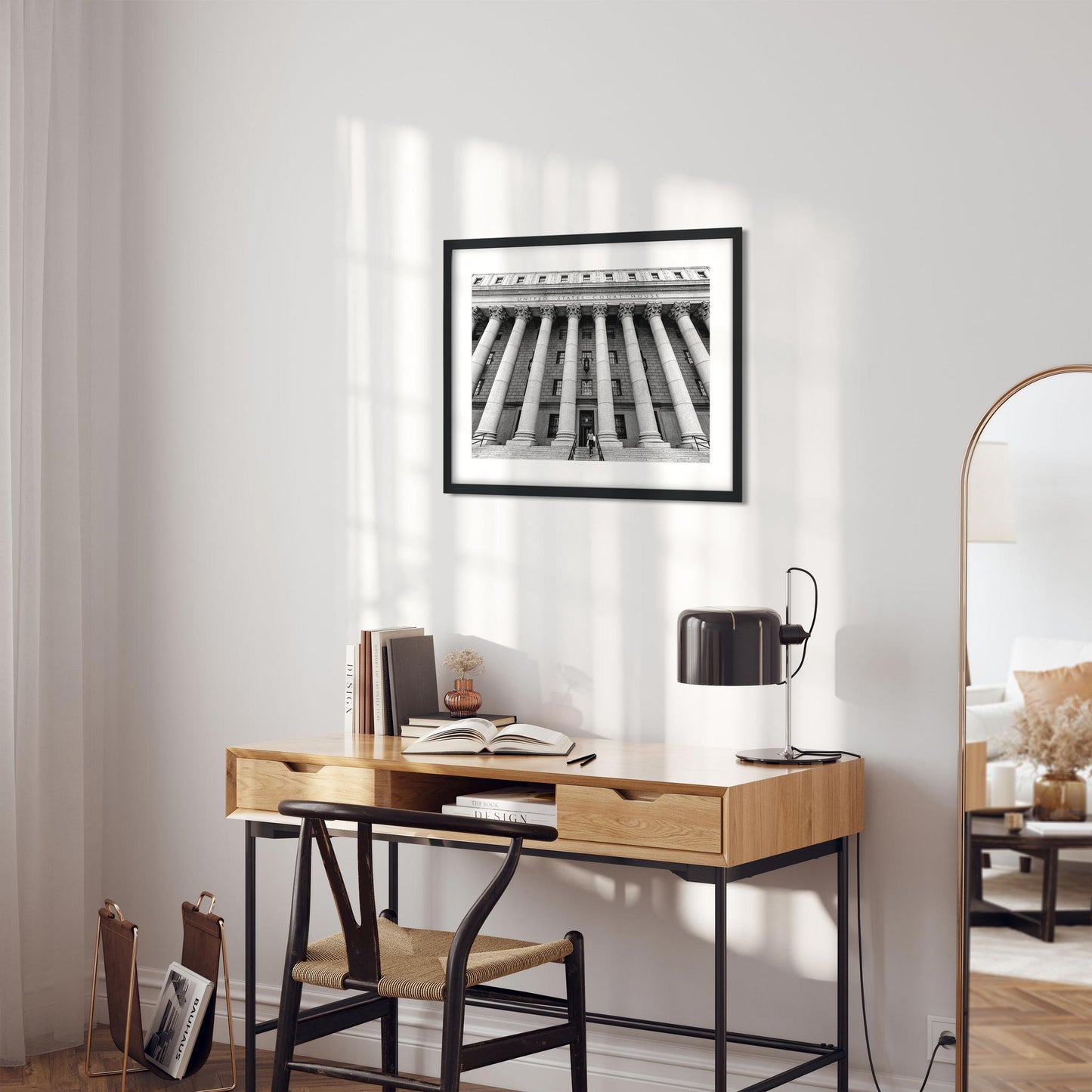 Black and white fine art print of New York County Supreme Court Lower Manhattan NYC