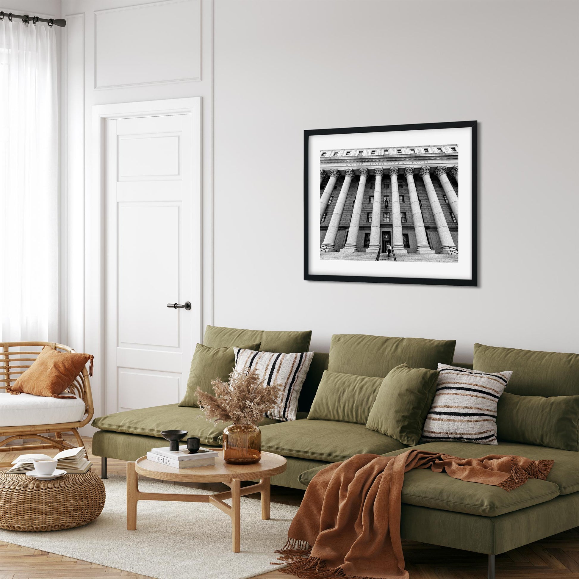 Black and white fine art print of New York County Supreme Court Lower Manhattan NYC