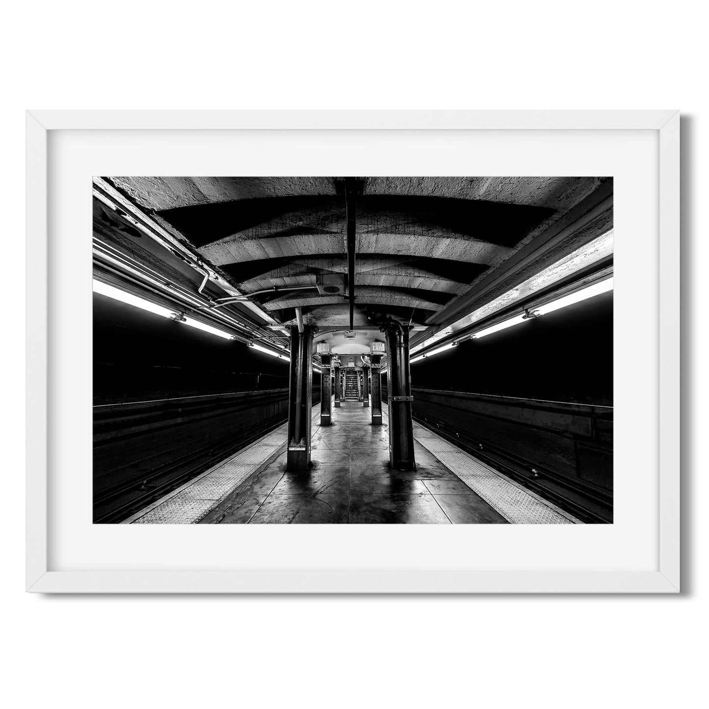 Black and white fine art print of Jay Street Metrotech Subway Station Brooklyn New York