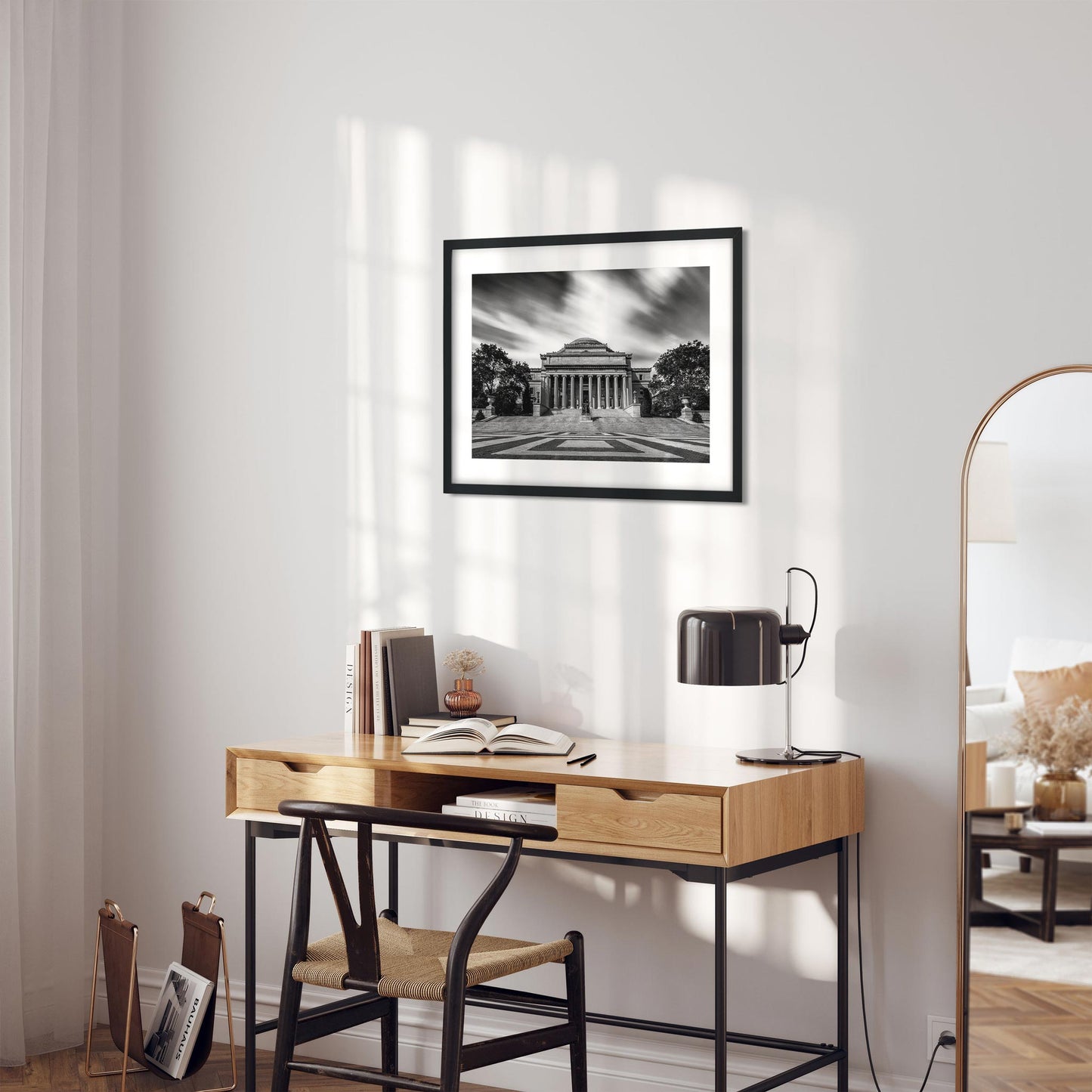 Black and white fine art print of Columbia University Upper Manhattan New York City
