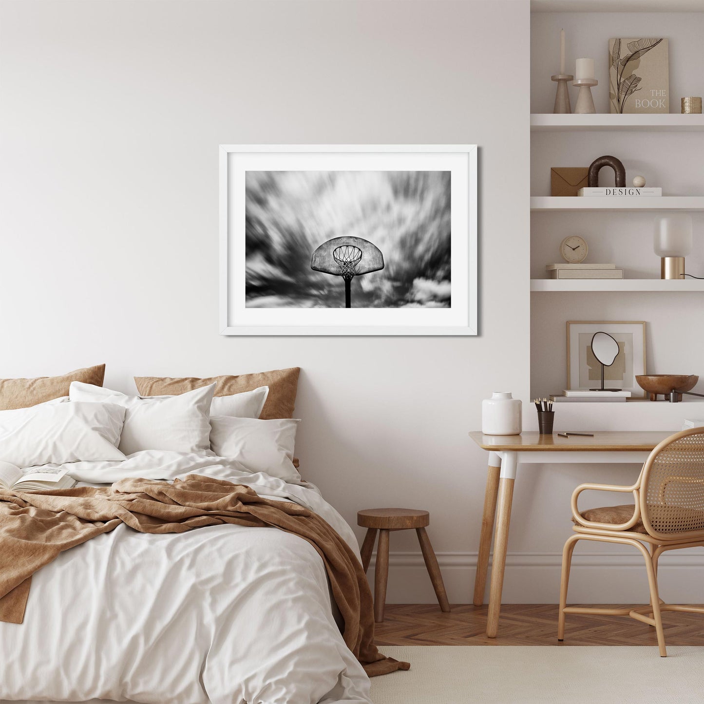 Black and white fine art print of Vintage Basketball Hoop, Rockaway Beach Queens New York