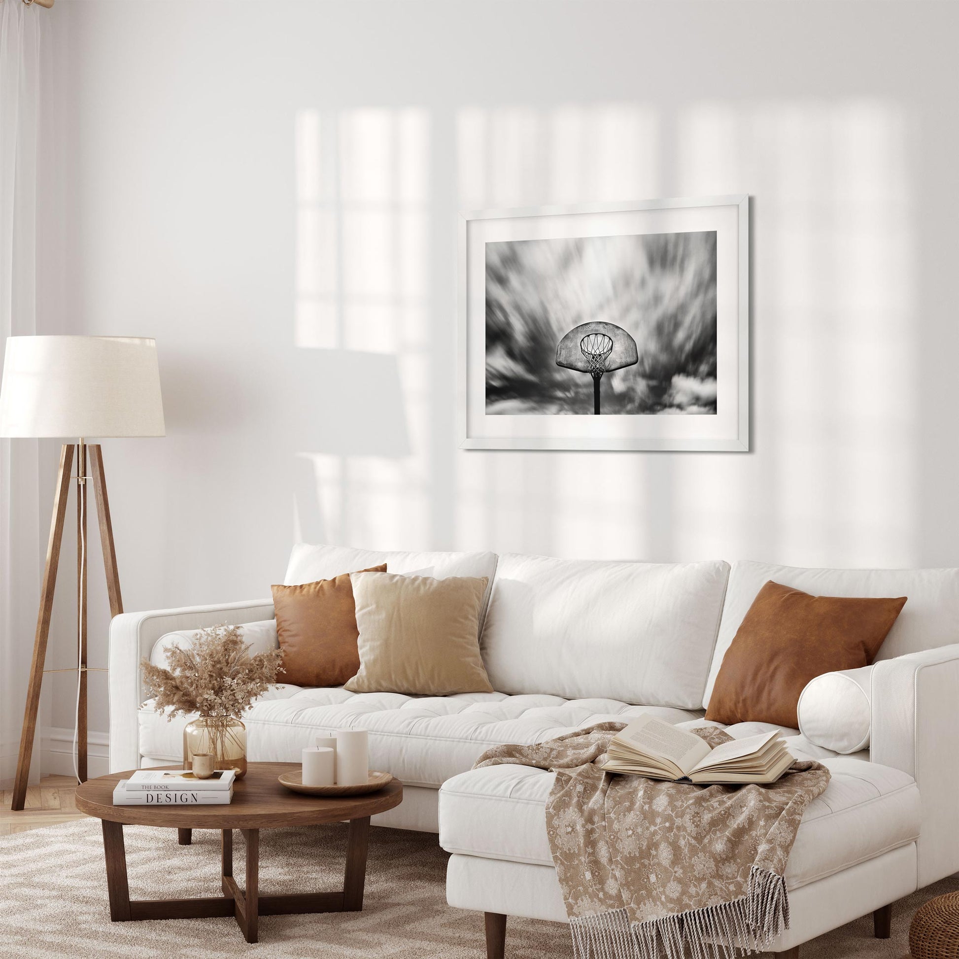Black and white fine art print of Vintage Basketball Hoop, Rockaway Beach Queens New York