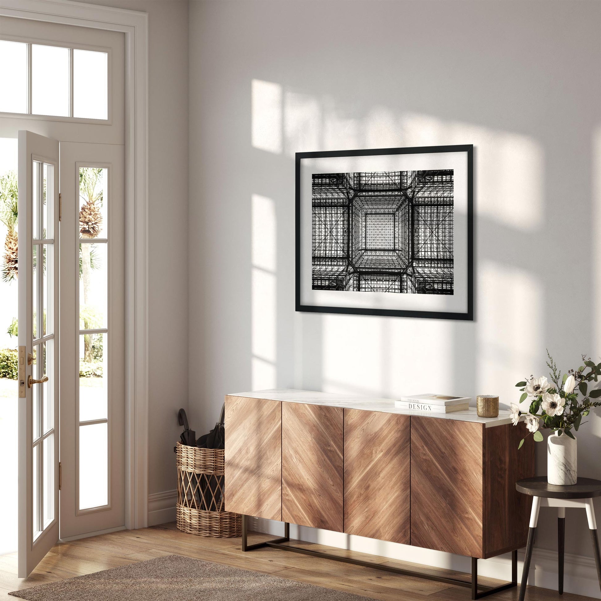 Black and white fine art print of Net, Jacob K. Javits Convention Center New York City