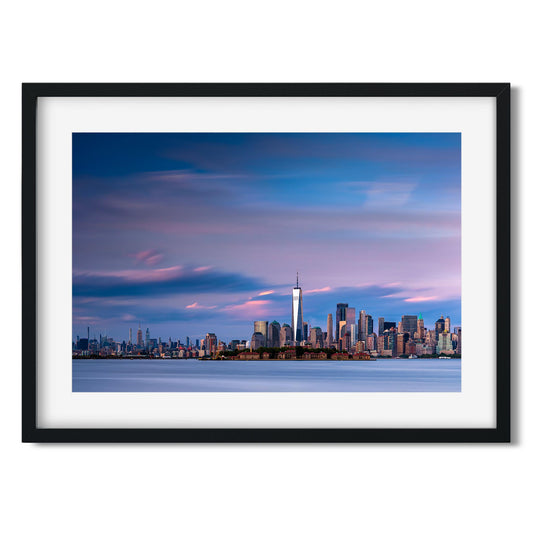 Fine art print of Lower Manhattan and Ellis Island at Sunset New York City