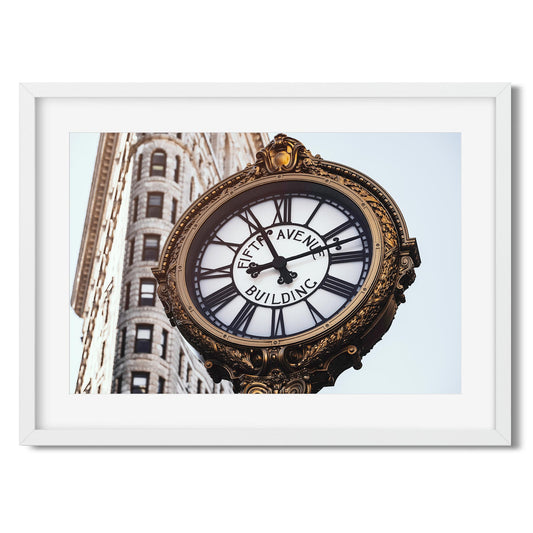 Fine art print of Tiffany Street Clock on 5th Avenue New York City