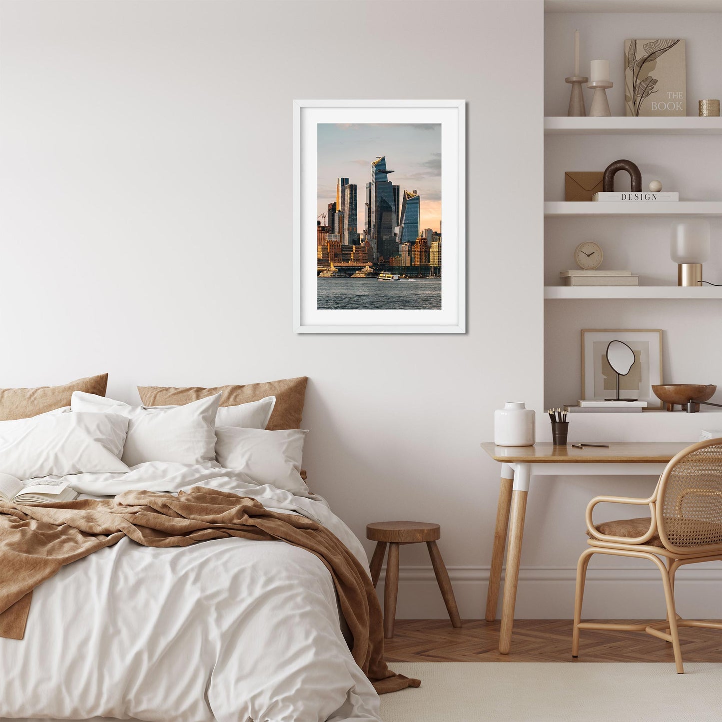 Fine art print of Sunset Vibe at Hudson Yards and Hudson River Side New York City