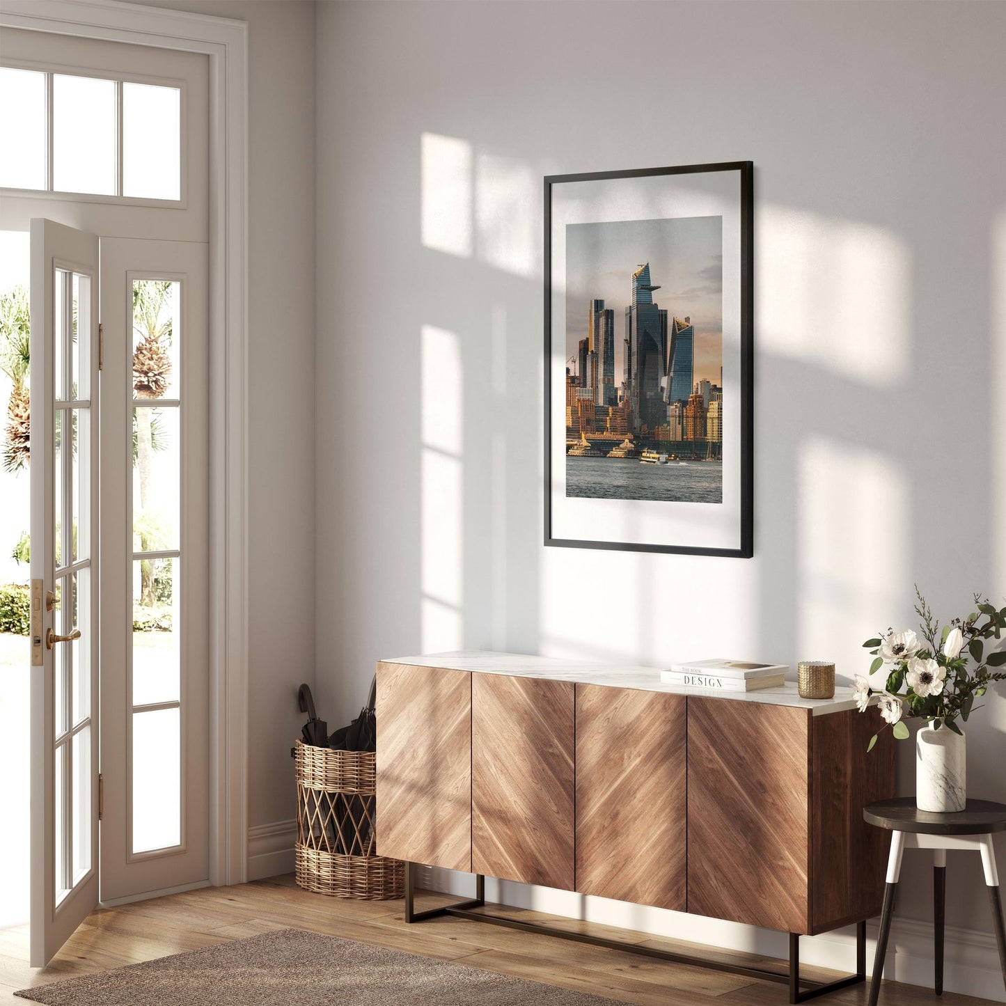 Fine art print of Sunset Vibe at Hudson Yards and Hudson River Side New York City