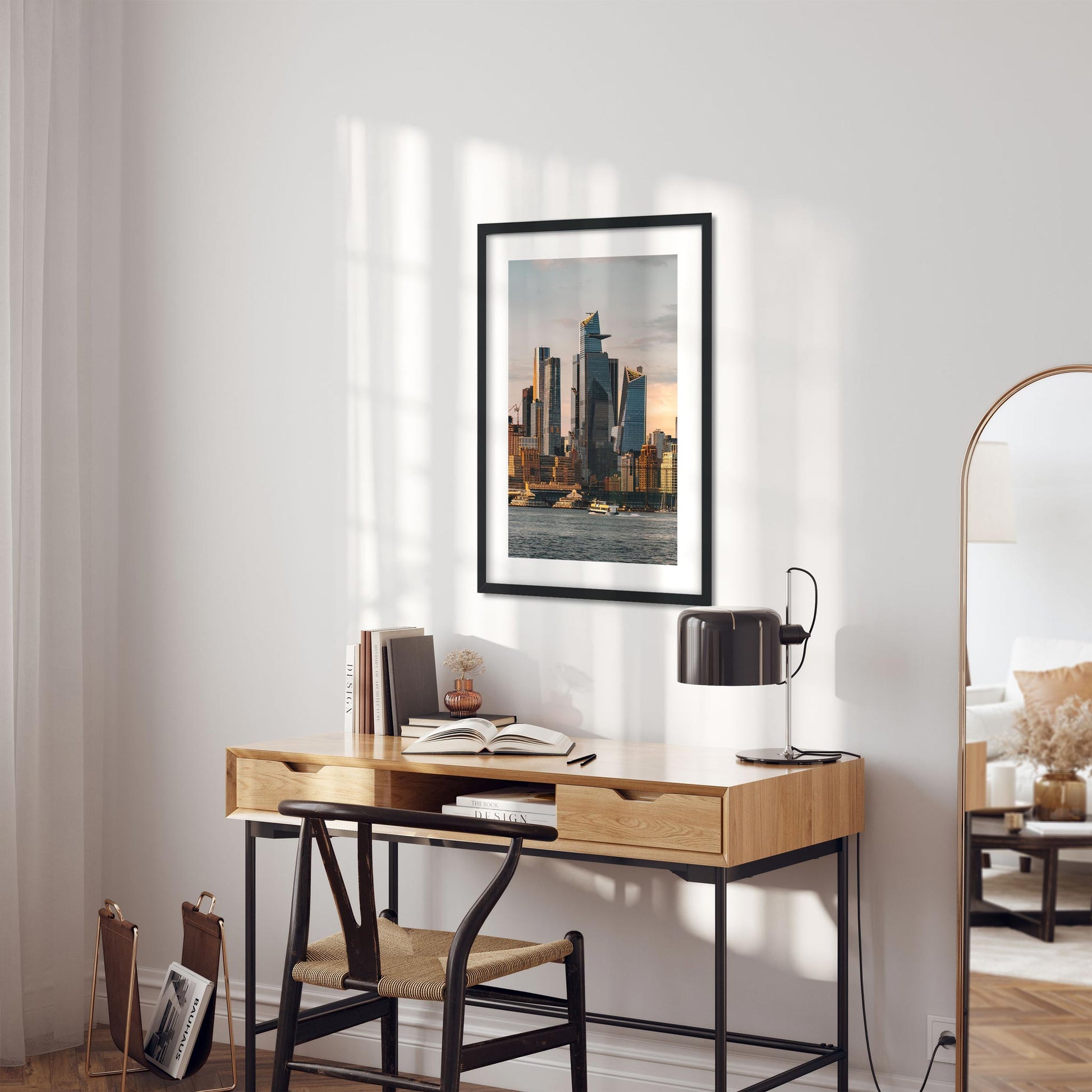 Fine art print of Sunset Vibe at Hudson Yards and Hudson River Side New York City