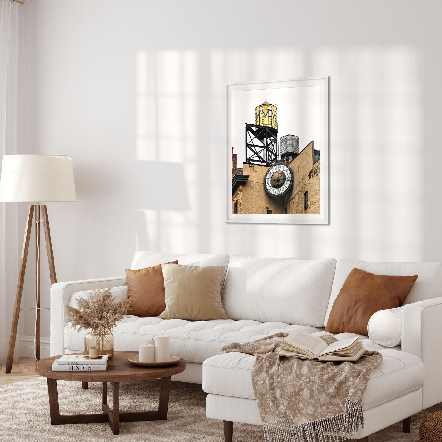 Fine art print of Water Tower Painted by STIK with Clock in East Village New York City