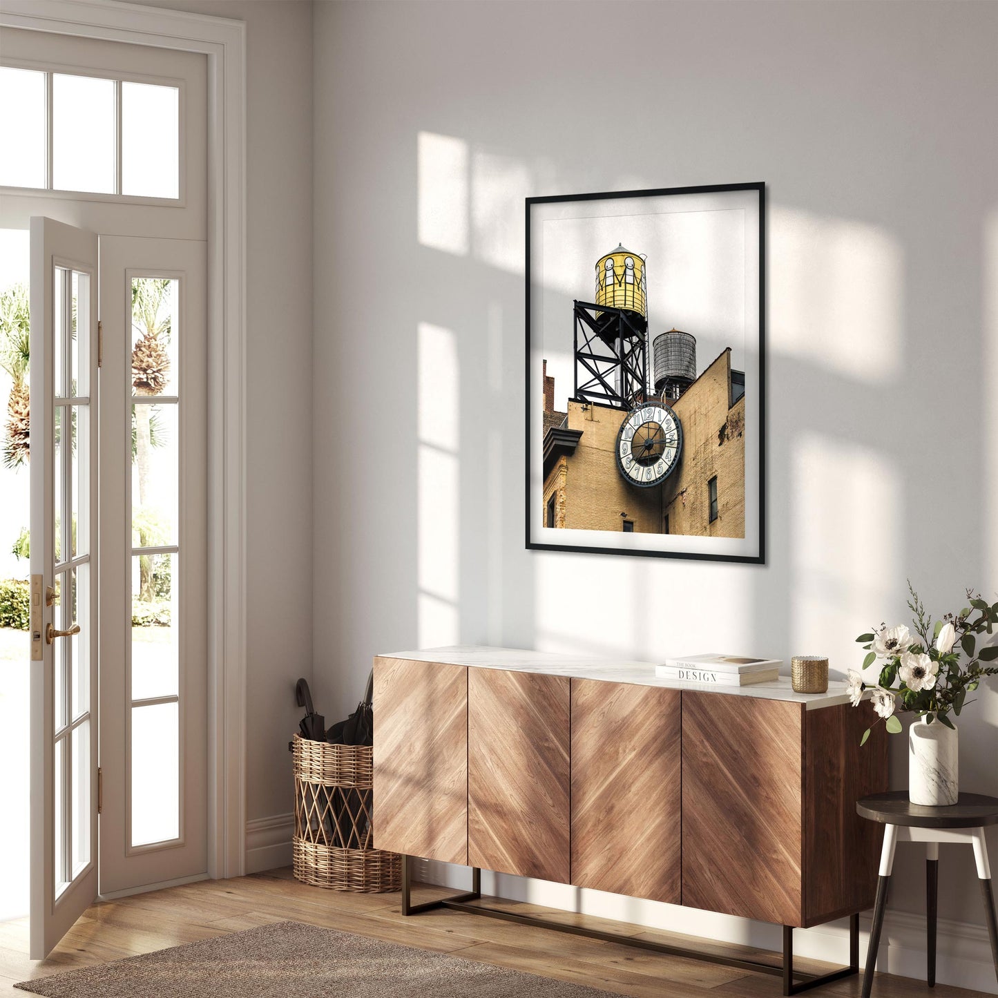 Fine art print of Water Tower Painted by STIK with Clock in East Village New York City