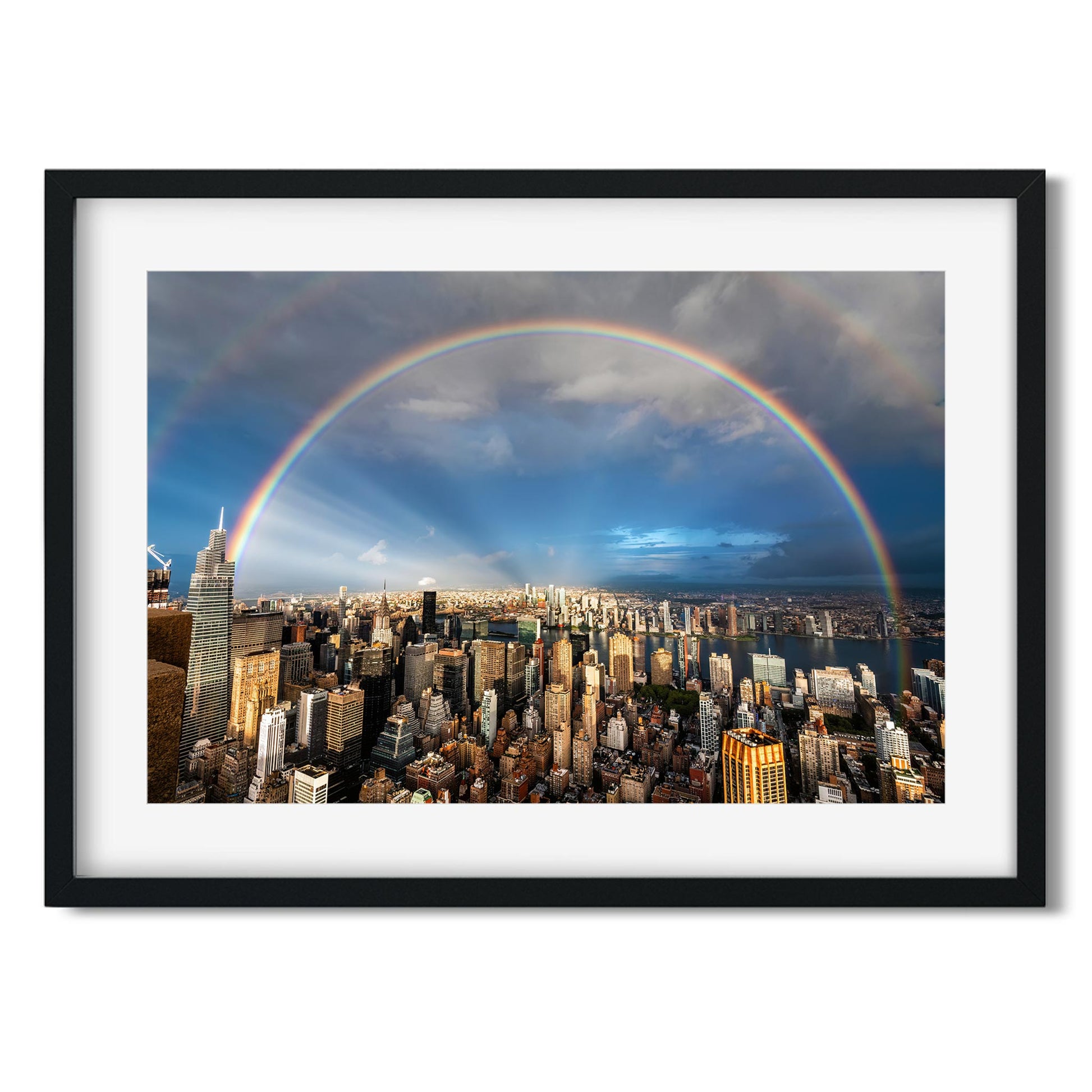 Fine art print of Double rainbow shines over Midtown Manhattan and Long Island City 