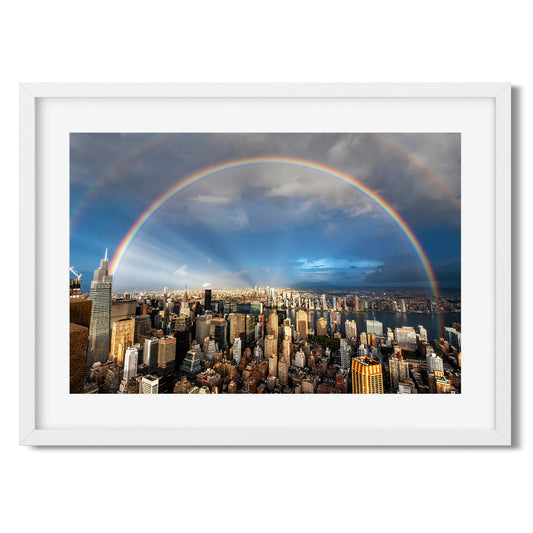 Fine art print of Double rainbow shines over Midtown Manhattan and Long Island City 