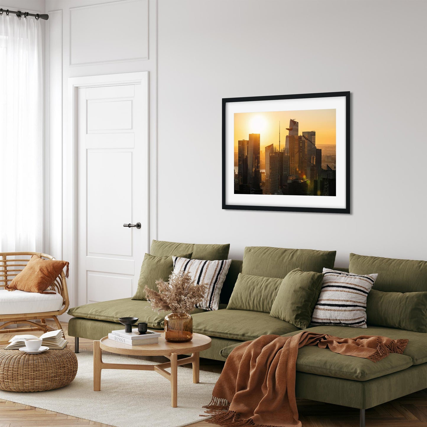 Fine art print of Sunset Over Skyscrapers of Hudson Yards Midtown Manhattan NYC