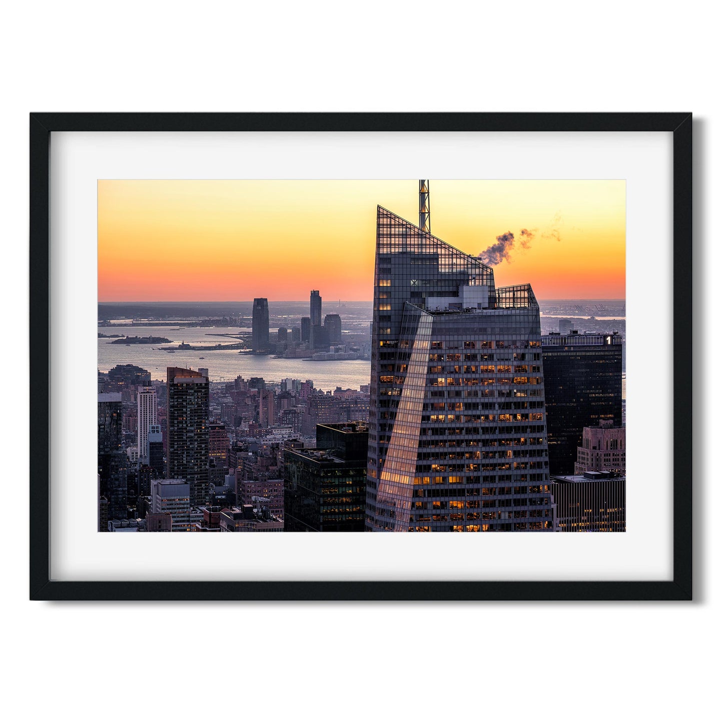 Fine art print of Winter Sunset Over Midtown Manhattan and Hudson River New York City
