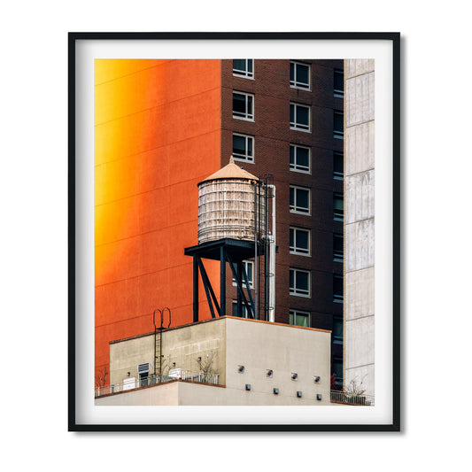 Fine art print of Sunset Color with Water Tower in Hell's Kitchen Manhattan NYC