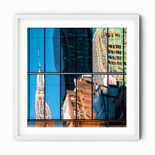 Fine art print of abstract buildings reflection of Empire State Building New York City