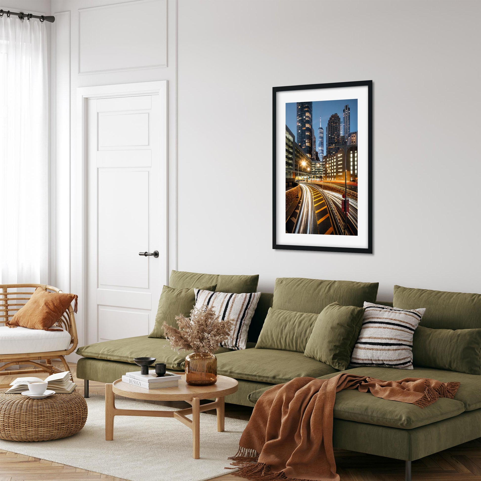 Fine art print of Light Trails in Lower Manhattan at Night