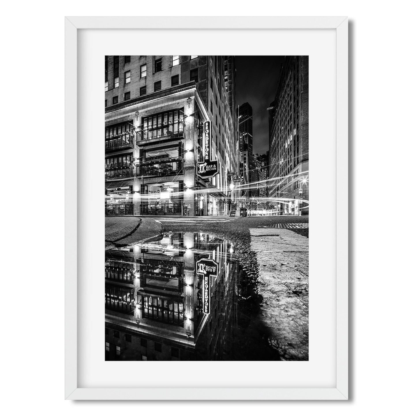 Fine art print of Lower Manhattan Broad Street Reflection at Night