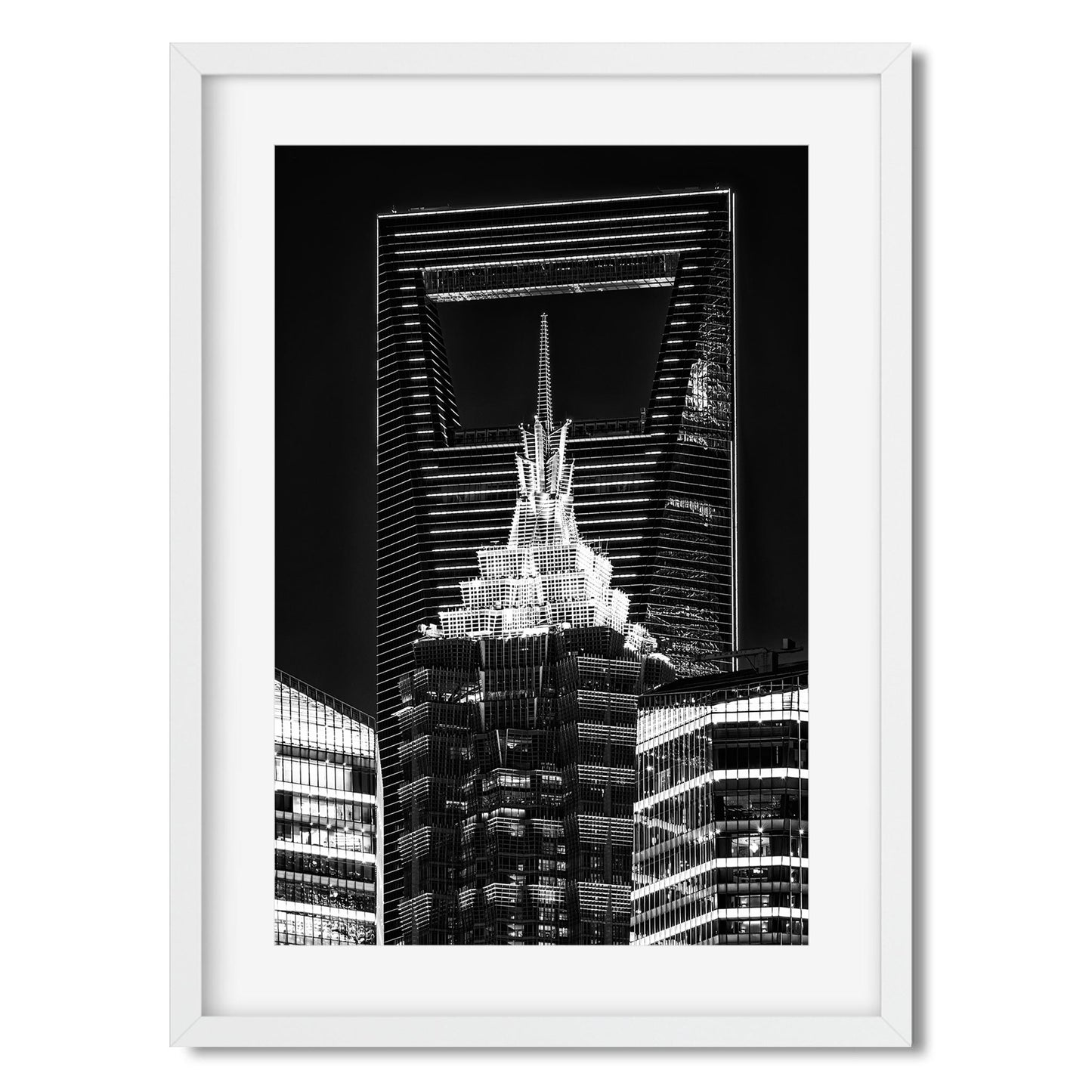 Fine art print of China Jin Mao Tower and Shanghai World Financial Center at Night