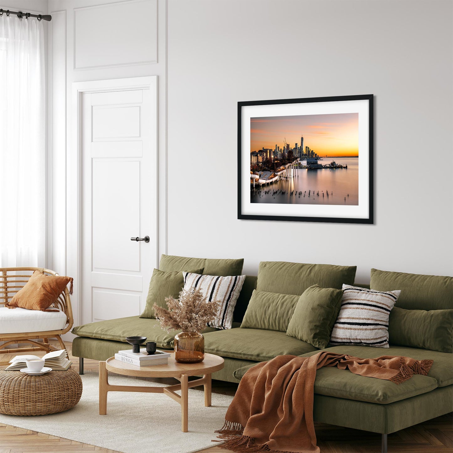 New York Cityscape Photography Color Fine Art Print Wall Art of Little Island and Lower Manhattan Skyline at sunset