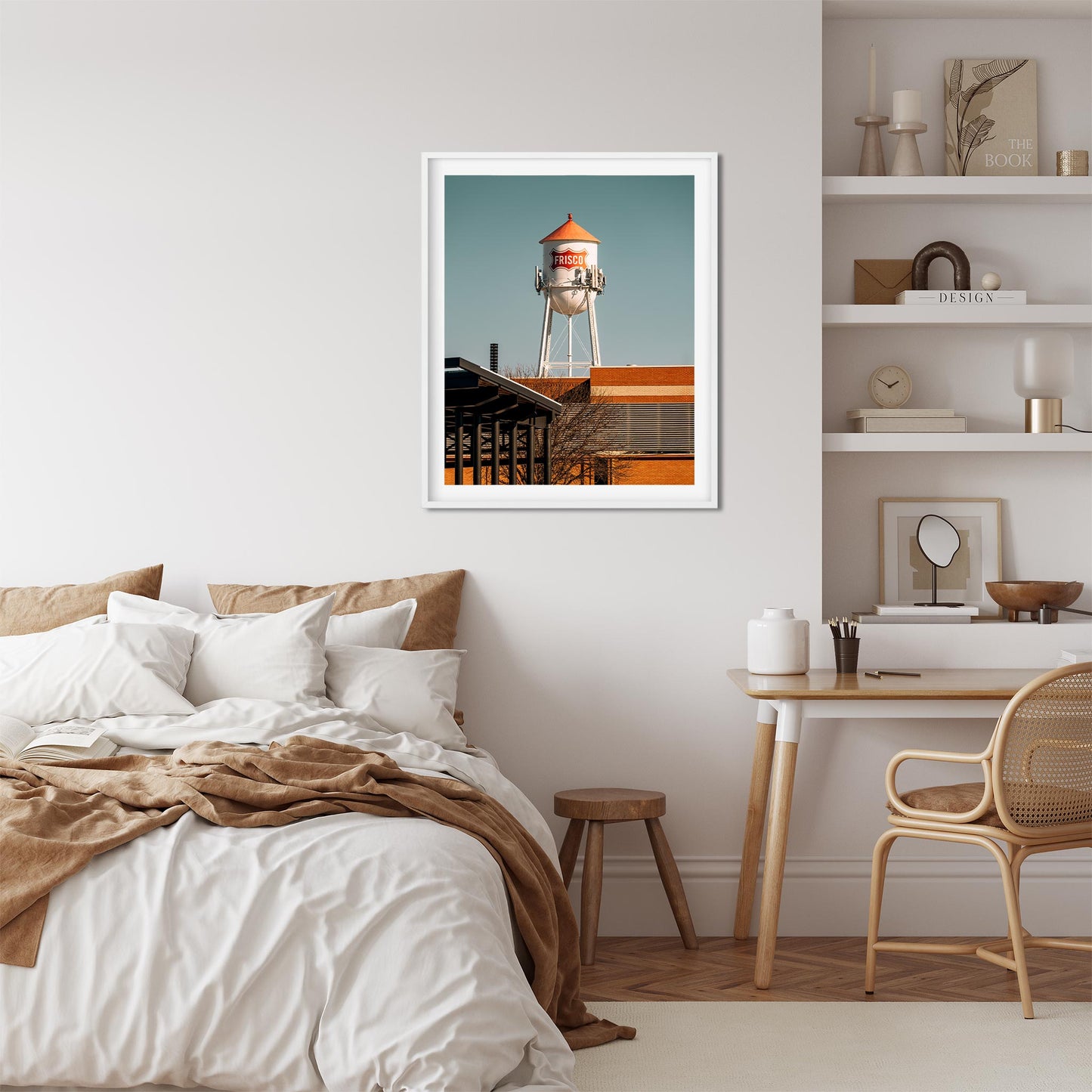 Color Architecture Photography Fine Art Print of Frisco Downtown Water Tower in Texas
