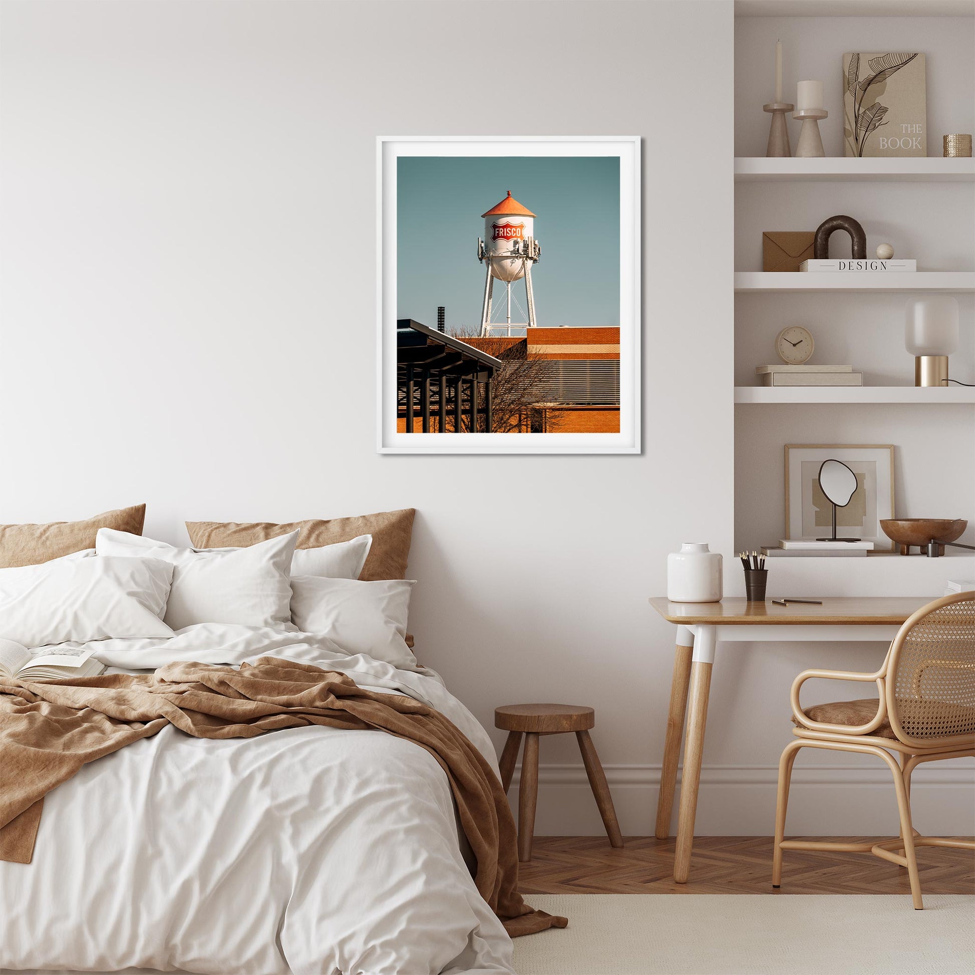 Color Architecture Photography Fine Art Print of Frisco Downtown Water Tower in Texas
