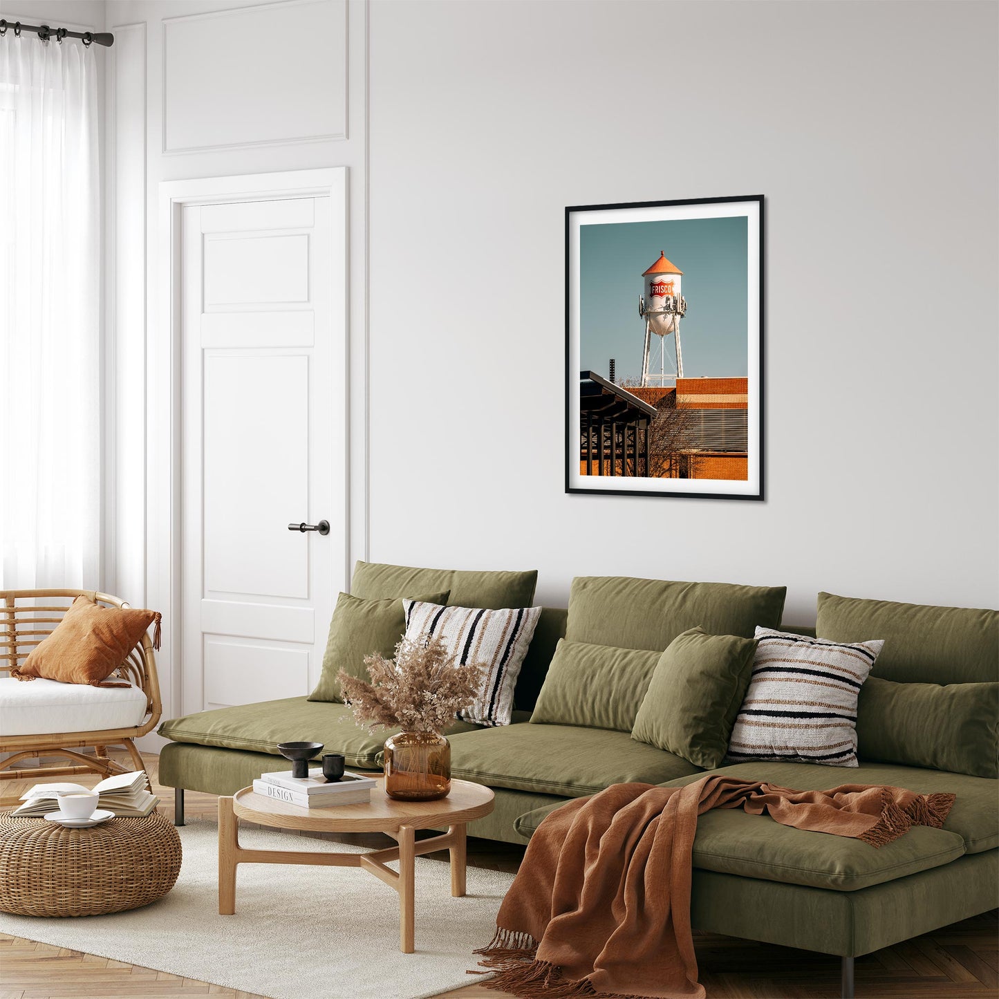 Color Architecture Photography Fine Art Print of Frisco Downtown Water Tower in Texas