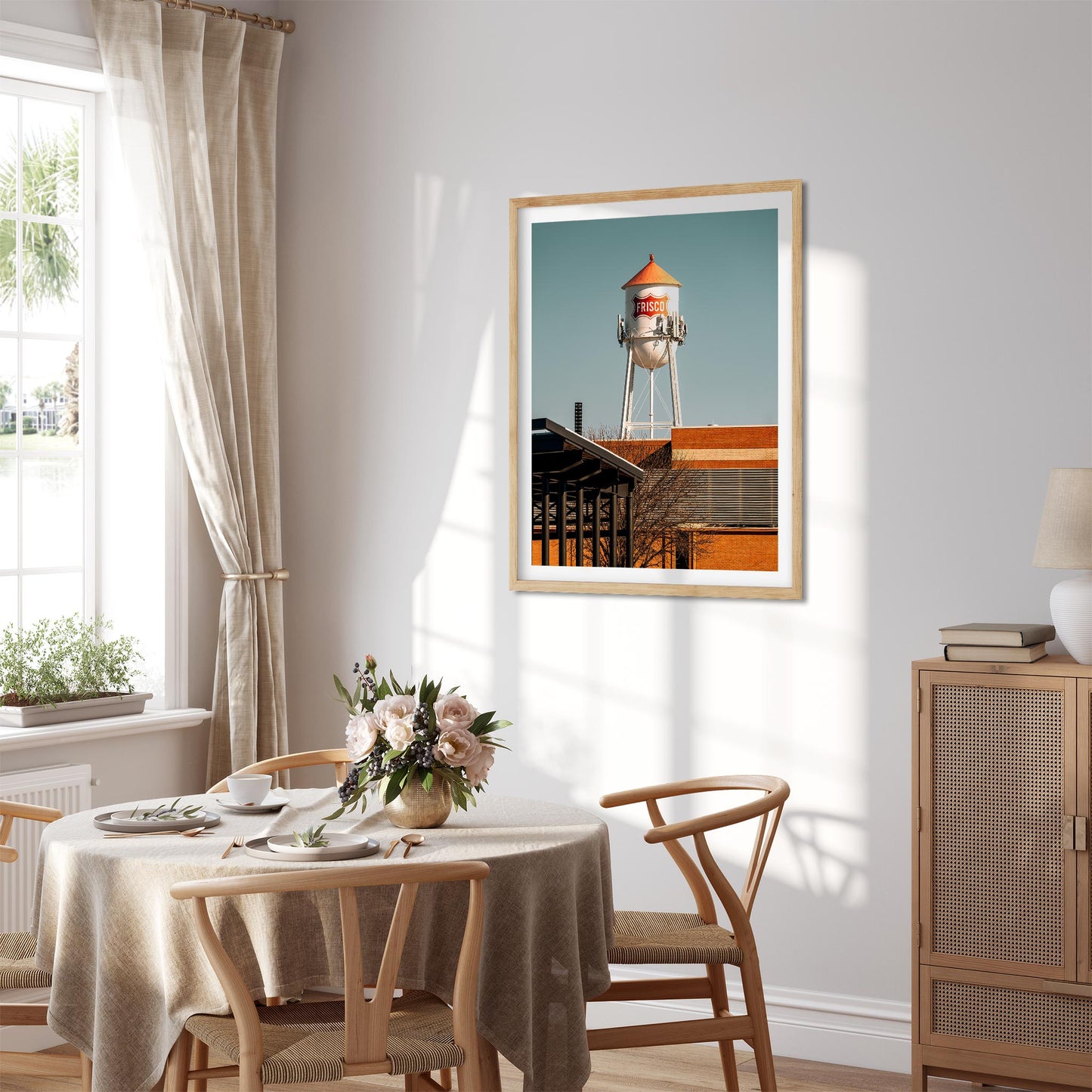 Color Architecture Photography Fine Art Print of Frisco Downtown Water Tower in Texas