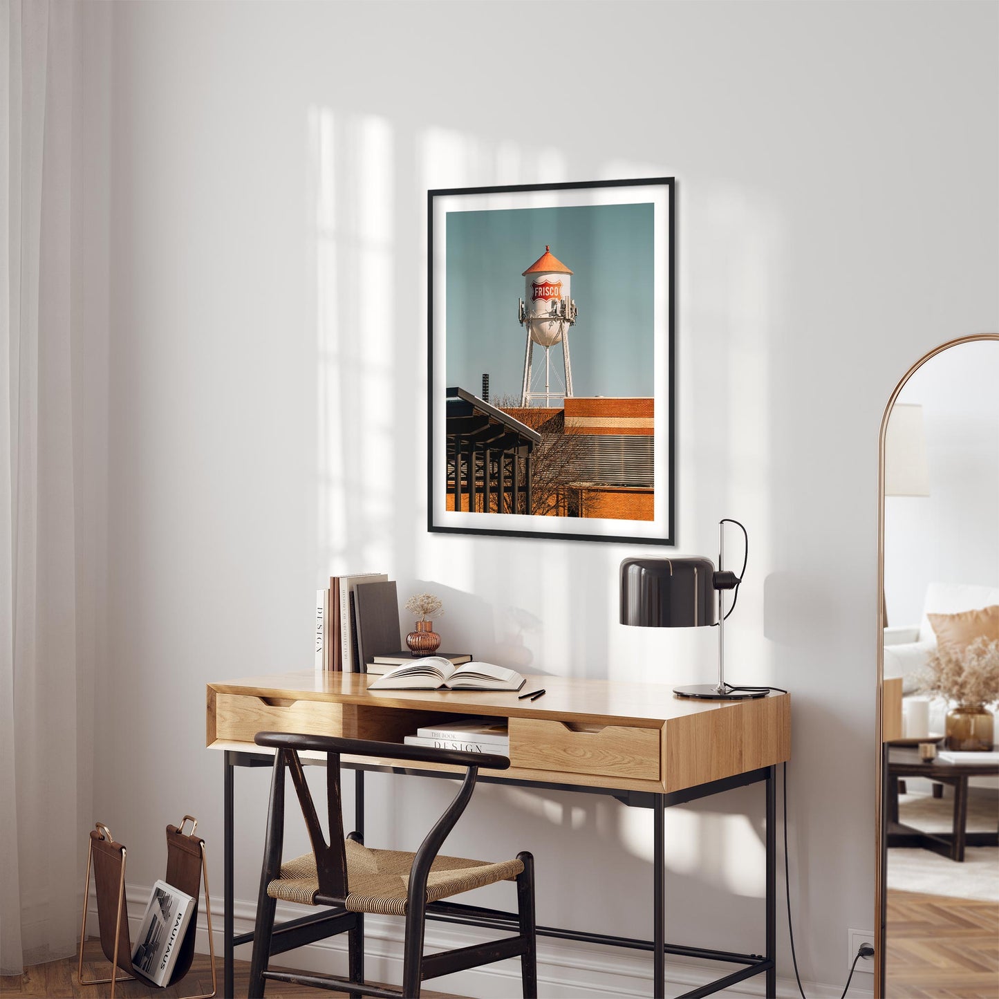 Color Architecture Photography Fine Art Print of Frisco Downtown Water Tower in Texas